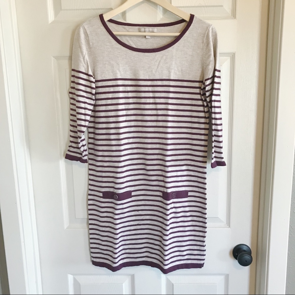 Banana Republic sweater dress maroon/tan sz medium
